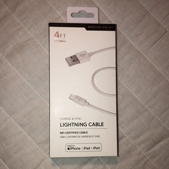 Press Play 4 FT Lightning Cable in White - Picture 2 of 9